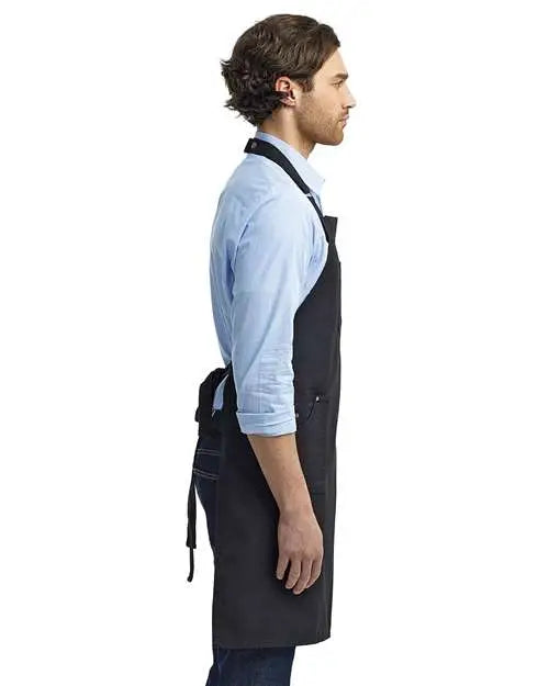 Artisan Collection by Reprime Rp132 Cotton Chino Bib Apron with Pocket - Black - one Size Fits Most