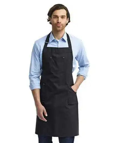 Artisan Collection by Reprime Rp132 Unisex Cotton Chino Bib Apron - Black - one Size Fits Most