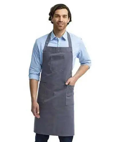 Artisan Collection by Reprime Rp132 Unisex Cotton Chino Bib Apron - Steel - Gray / one Size Fits Most
