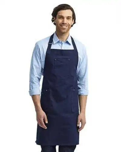 Artisan Collection by Reprime Rp132 Unisex Cotton Chino Bib Apron - Navy - one Size Fits Most