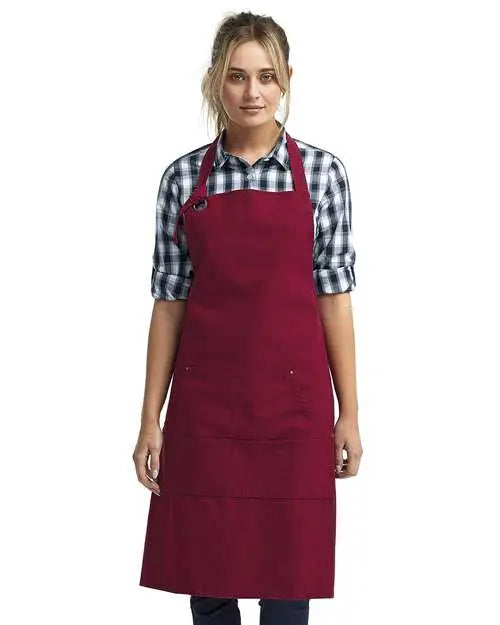 Artisan Collection by Reprime Rp137 Calibre Heavy Canvas Apron with Pocket - Burgundy - Maroon / one Size Fits Most