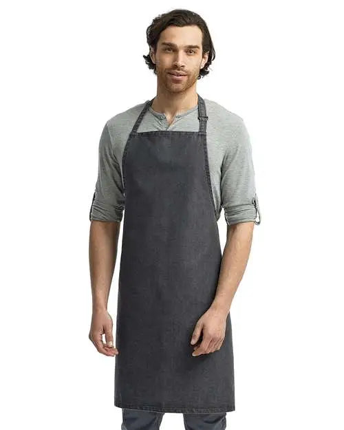 Artisan Collection by Reprime Rp150 Recycled Bib Apron - Black Denim - one Size Fits Most