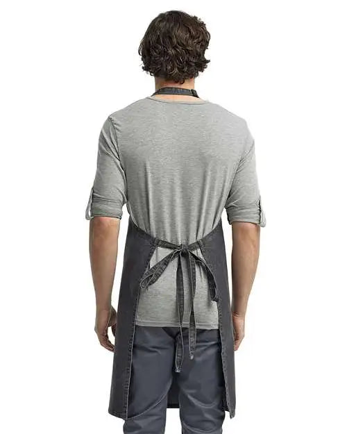 Artisan Collection by Reprime Rp150 Recycled Bib Apron - Black Denim - one Size Fits Most