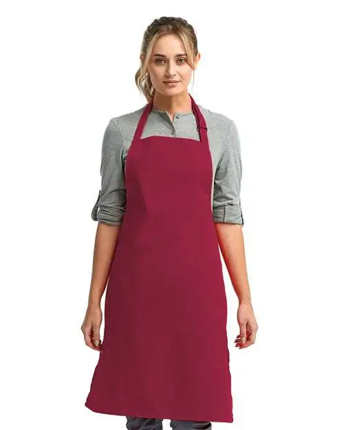 Artisan Collection by Reprime Rp150 Recycled Bib Apron - Burgundy - Maroon / one Size Fits Most