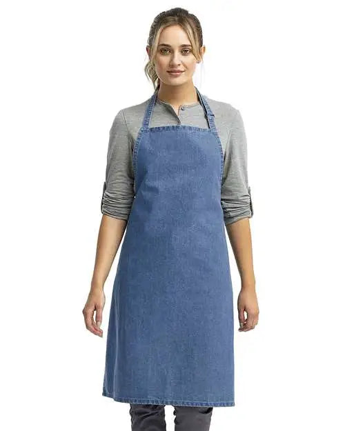 Artisan Collection by Reprime Rp150 Recycled Bib Apron - Denim Blue - one Size Fits Most