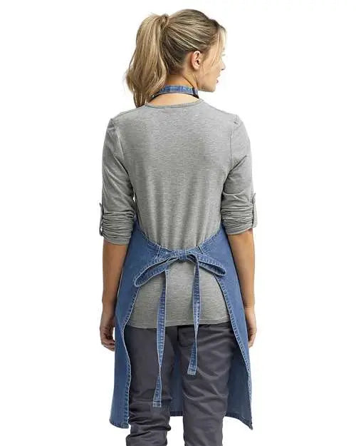 Artisan Collection by Reprime Rp150 Recycled Bib Apron - Denim Blue - one Size Fits Most