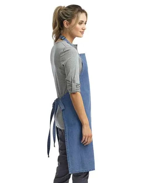 Artisan Collection by Reprime Rp150 Recycled Bib Apron - Denim Blue - one Size Fits Most