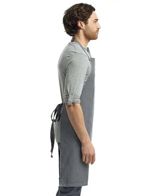 Artisan Collection by Reprime Rp150 Recycled Bib Apron - Grey Denim - Dark Gray / one Size Fits Most
