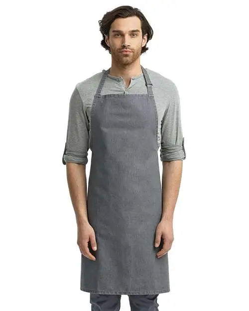 Artisan Collection by Reprime Rp150 Recycled Bib Apron - Grey Denim - Dark Gray / one Size Fits Most