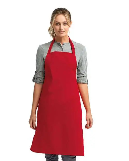 Artisan Collection by Reprime Rp150 Recycled Bib Apron - Red - one Size Fits Most