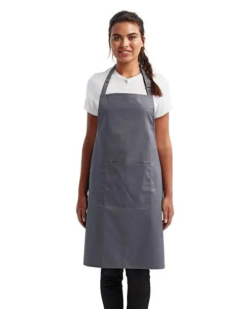 Artisan Collection by Reprime Rp154 Recycled Bib Apron with Pocket - Steel - one Size Fits Most