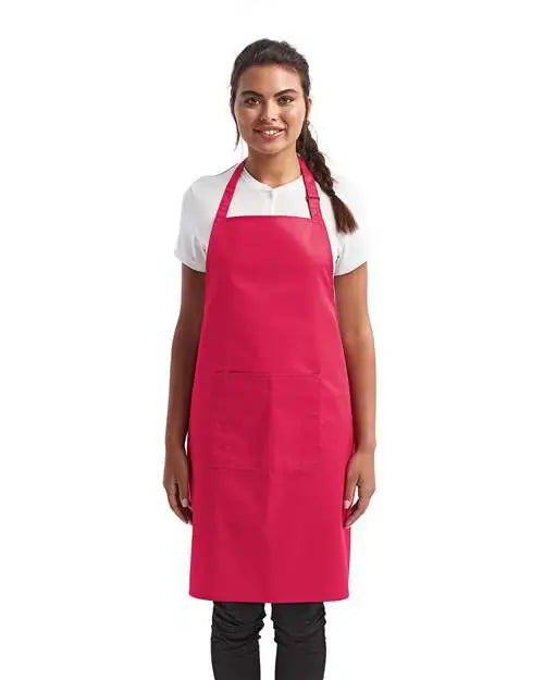 Artisan Collection by Reprime Rp154 Recycled Bib Apron with Pocket - Hot Pink - Hot Pink / one Size Fits Most