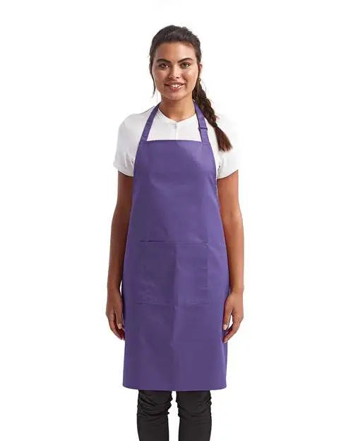 Artisan Collection by Reprime Rp154 Recycled Bib Apron with Pocket - Purple - Purple / one Size Fits Most