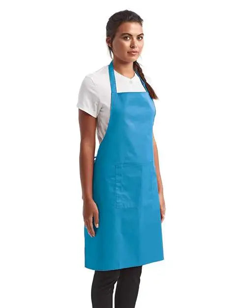 Artisan Collection by Reprime Rp154 Recycled Bib Apron with Pocket - Turquoise - Turquoise / one Size Fits Most