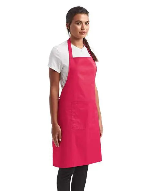 Artisan Collection by Reprime Rp154 Recycled Bib Apron with Pocket - Hot Pink - Hot Pink / one Size Fits Most