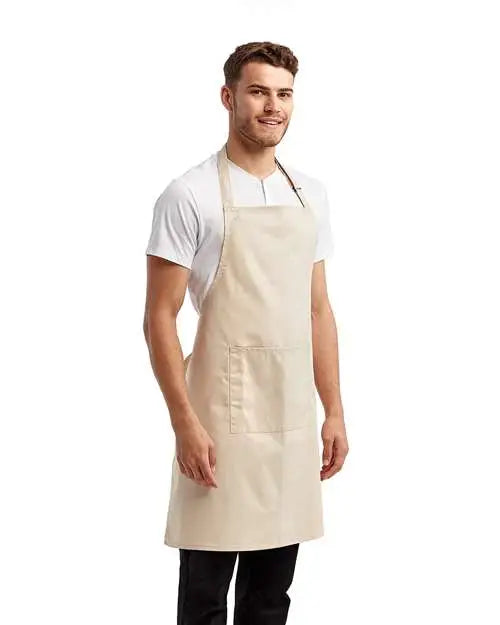 Artisan Collection by Reprime Rp154 Recycled Bib Apron with Pocket - Natural - one Size Fits Most