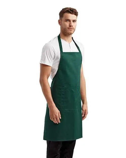Artisan Collection by Reprime Rp154 Recycled Bib Apron with Pocket - Bottle - one Size Fits Most