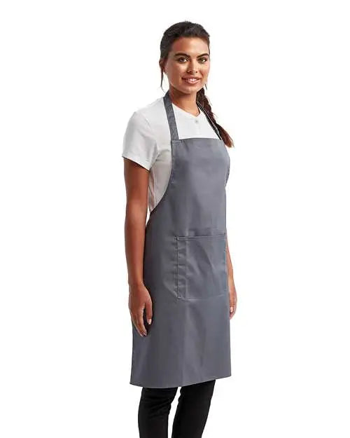 Artisan Collection by Reprime Rp154 Recycled Bib Apron with Pocket - Steel - one Size Fits Most