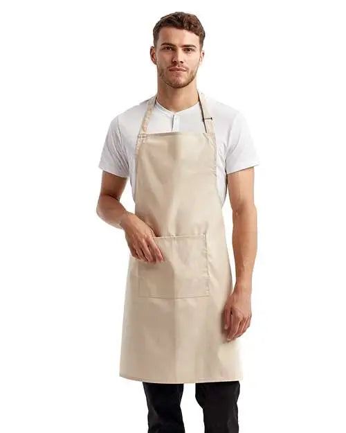 Artisan Collection by Reprime Rp154 Recycled Bib Apron with Pocket - Natural - one Size Fits Most