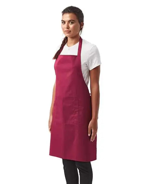 Artisan Collection by Reprime Rp154 Recycled Bib Apron with Pocket - Burgundy - Burgundy / one Size Fits Most
