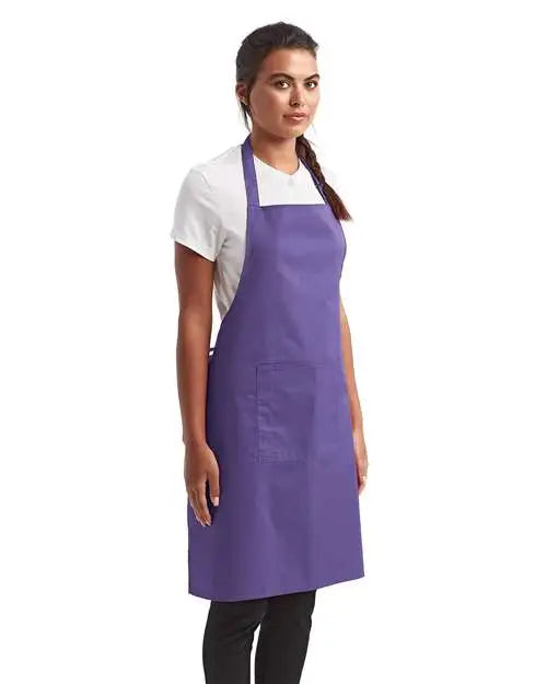 Artisan Collection by Reprime Rp154 Recycled Bib Apron with Pocket - Purple - Purple / one Size Fits Most