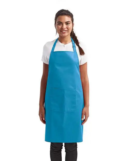 Artisan Collection by Reprime Rp154 Recycled Bib Apron with Pocket - Turquoise - Turquoise / one Size Fits Most