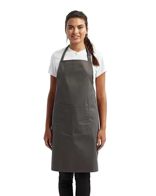 Artisan Collection by Reprime Rp154 Recycled Bib Apron with Pocket - Dark Grey - one Size Fits Most