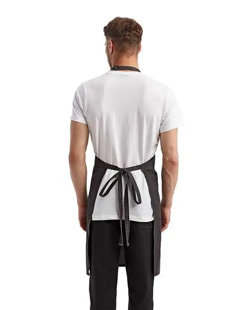 Artisan Collection by Reprime Rp154 Recycled Bib Apron with Pocket - Black Denim - one Size Fits Most