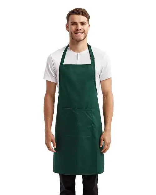 Artisan Collection by Reprime Rp154 Recycled Bib Apron with Pocket - Bottle - one Size Fits Most