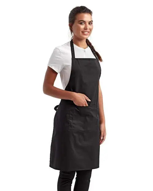 Artisan Collection by Reprime Rp154 Recycled Bib Apron with Pocket - Black - one Size Fits Most