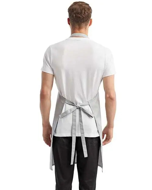 Artisan Collection by Reprime Rp154 Recycled Bib Apron with Pocket - Silver - one Size Fits Most