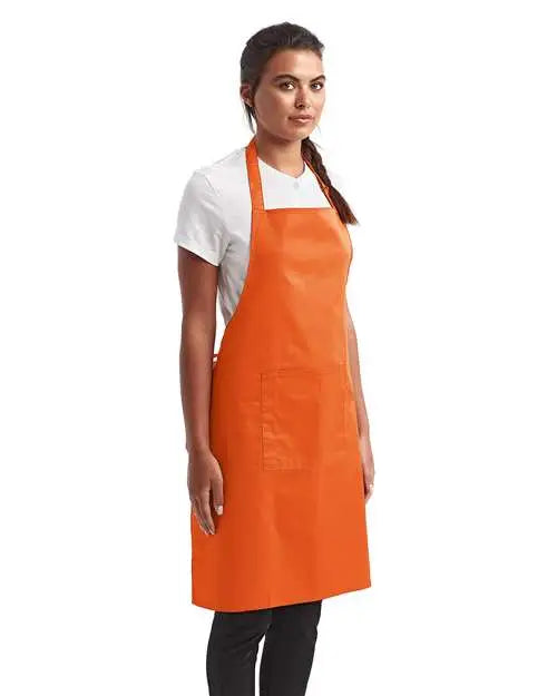 Artisan Collection by Reprime Rp154 Recycled Bib Apron with Pocket - Orange - Orange / one Size Fits Most