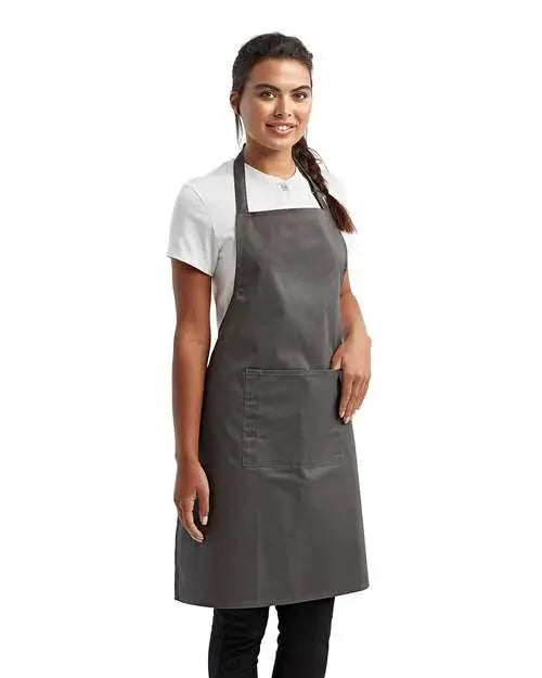 Artisan Collection by Reprime Rp154 Recycled Bib Apron with Pocket - Dark Grey - one Size Fits Most
