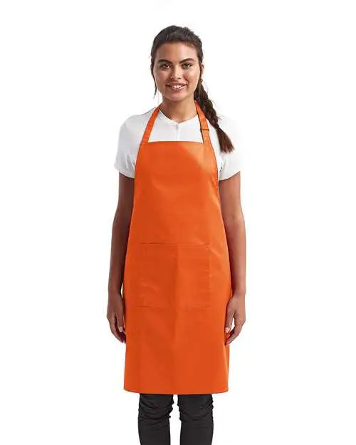 Artisan Collection by Reprime Rp154 Recycled Bib Apron with Pocket - Orange - Orange / one Size Fits Most