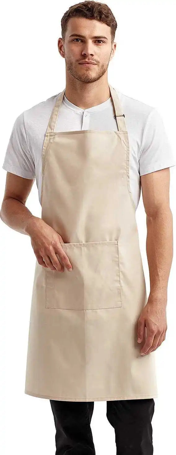 Artisan Collection by Reprime Rp154 Unisex ?Colours’ Sustainable Pocket Bib Apron - Natural - one Size Fits Most