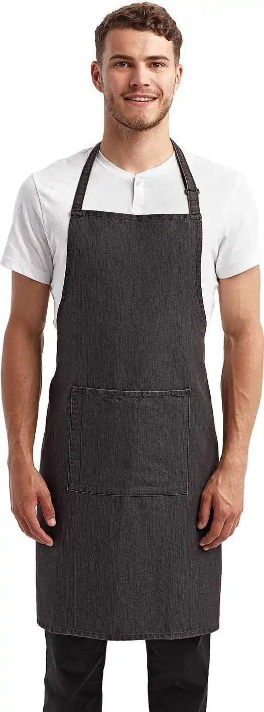 Artisan Collection by Reprime Rp154 Unisex ?Colours’ Sustainable Pocket Bib Apron - Black Denm - Denim / one Size Fits M