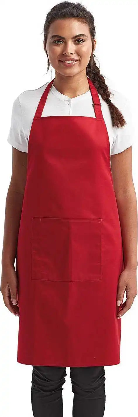 Artisan Collection by Reprime Rp154 Unisex ?Colours’ Sustainable Pocket Bib Apron - Red - one Size Fits Most