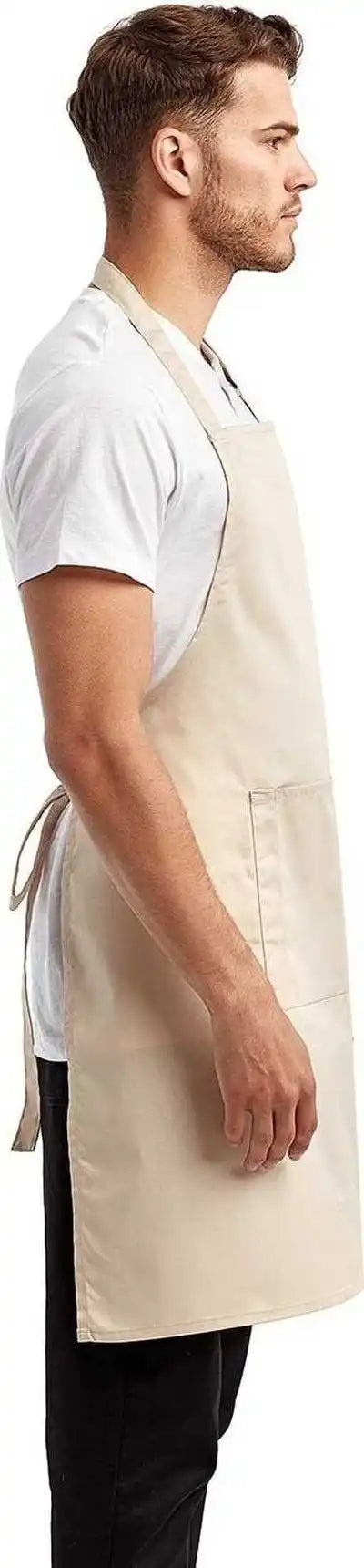 Artisan Collection by Reprime Rp154 Unisex ?Colours’ Sustainable Pocket Bib Apron - Natural - one Size Fits Most