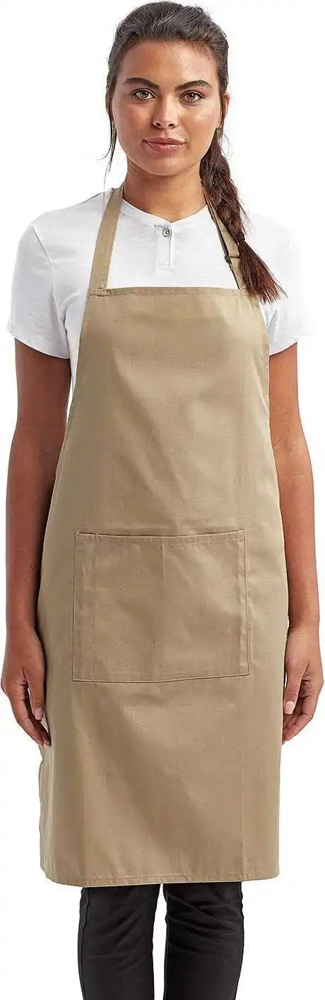Artisan Collection by Reprime Rp154 Unisex ?Colours’ Sustainable Pocket Bib Apron - Khaki - one Size Fits Most