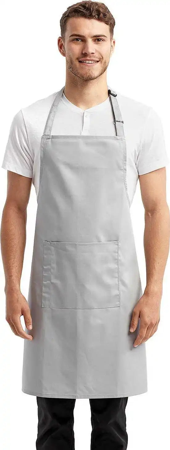 Artisan Collection by Reprime Rp154 Unisex ?Colours’ Sustainable Pocket Bib Apron Silver / one Size Fits Most