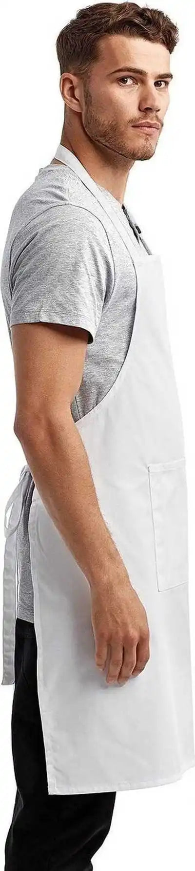 Artisan Collection by Reprime Rp154 Unisex ?Colours’ Sustainable Pocket Bib Apron - White - one Size Fits Most