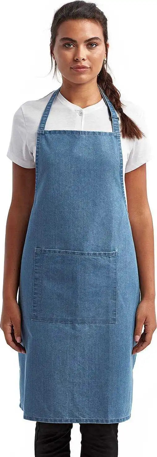 Artisan Collection by Reprime Rp154 Unisex ?Colours’ Sustainable Pocket Bib Apron - Blue Denim - one Size Fits Most