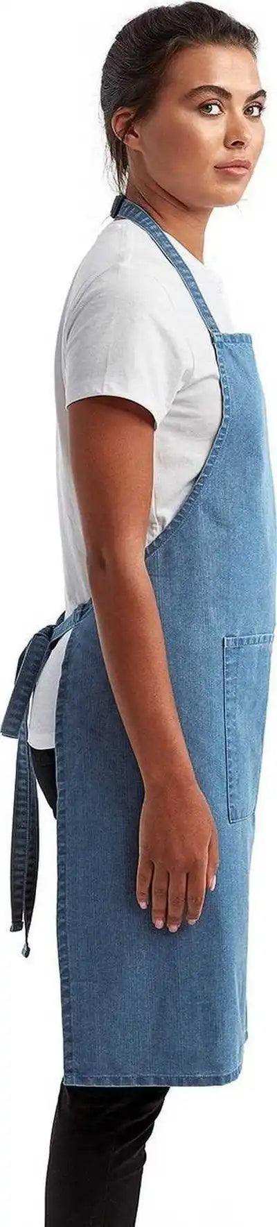 Artisan Collection by Reprime Rp154 Unisex ?Colours’ Sustainable Pocket Bib Apron - Blue Denim - one Size Fits Most