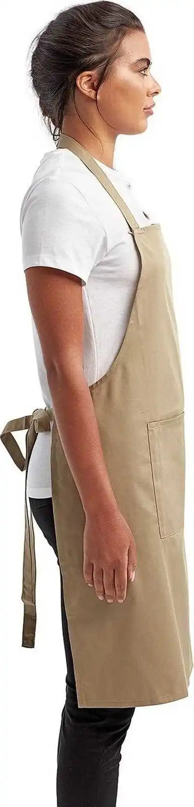 Artisan Collection by Reprime Rp154 Unisex ?Colours’ Sustainable Pocket Bib Apron - Khaki - one Size Fits Most