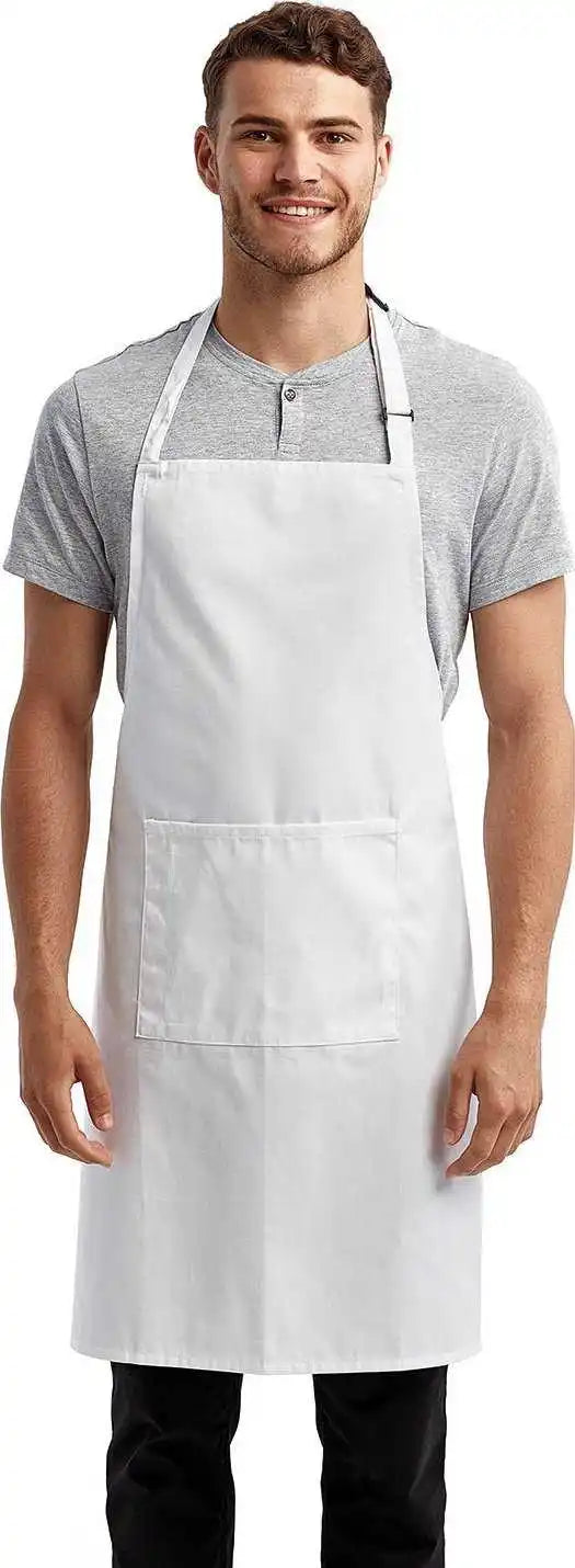 Artisan Collection by Reprime Rp154 Unisex ?Colours’ Sustainable Pocket Bib Apron - White - one Size Fits Most