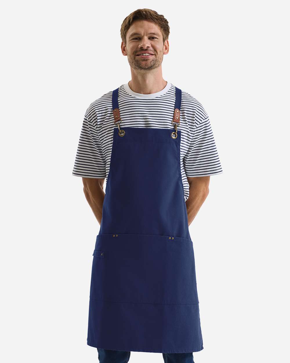 Artisan Collection by Reprime Rp182 Unisex Clip & Clasp Cross-back Bib Apron - Navy