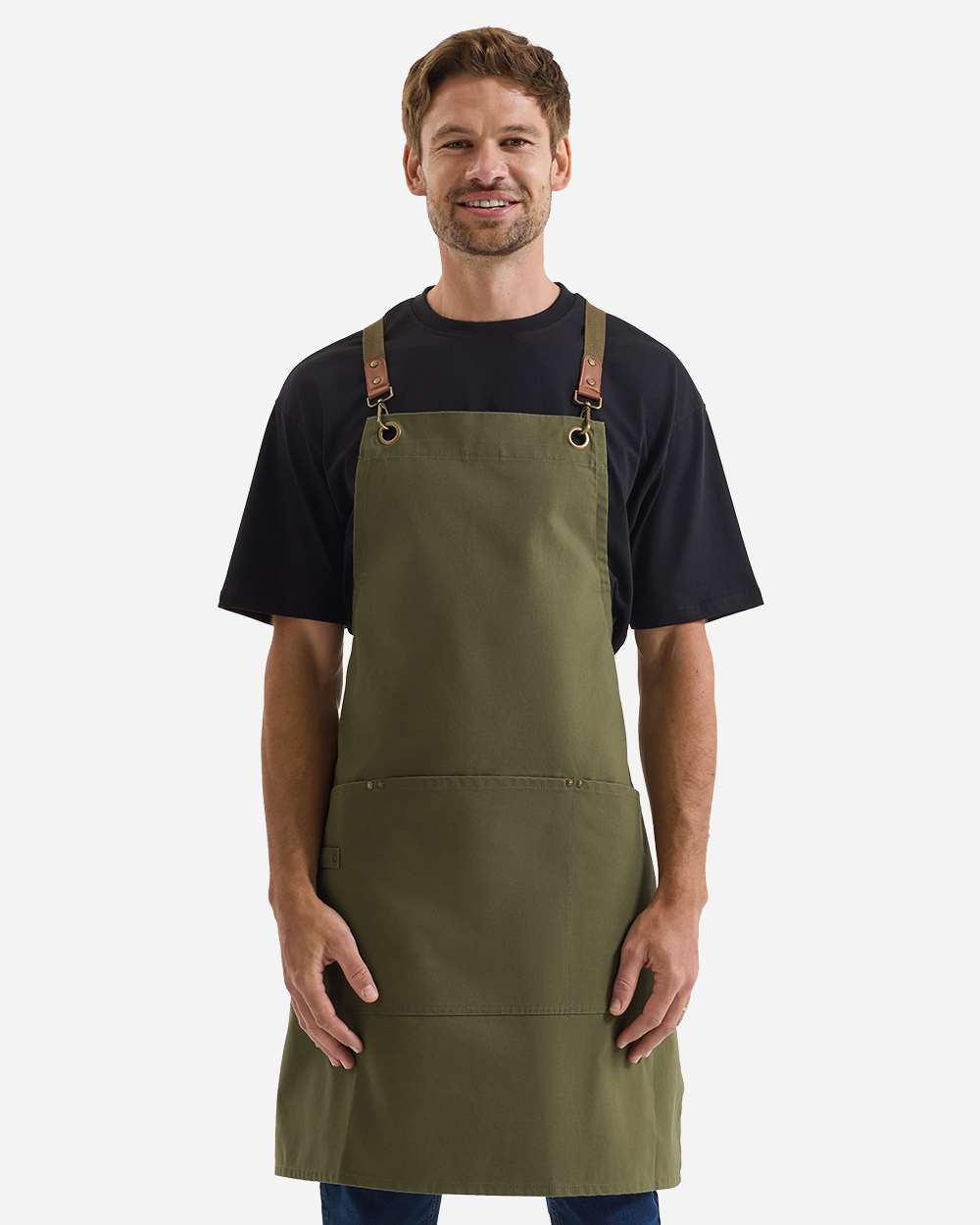 Artisan Collection by Reprime Rp182 Unisex Clip & Clasp Cross-back Bib Apron - Olive