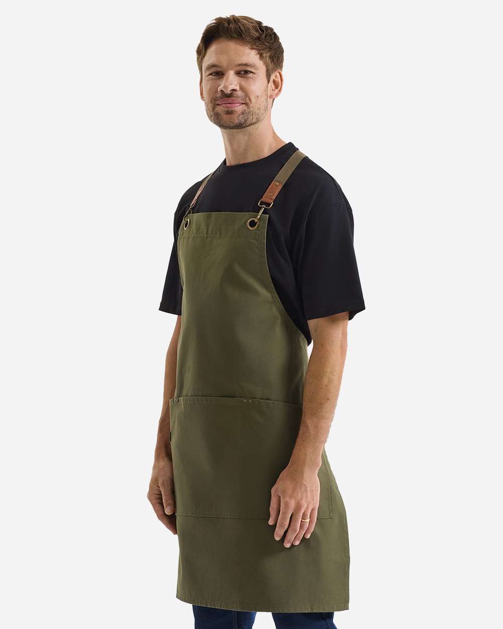 Artisan Collection by Reprime Rp182 Unisex Clip & Clasp Cross-back Bib Apron - Olive