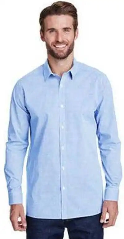 Artisan Collection by Reprime Rp220 Men’s Microcheck Gingham Long-sleeve Cotton Shirt - Light Blue White