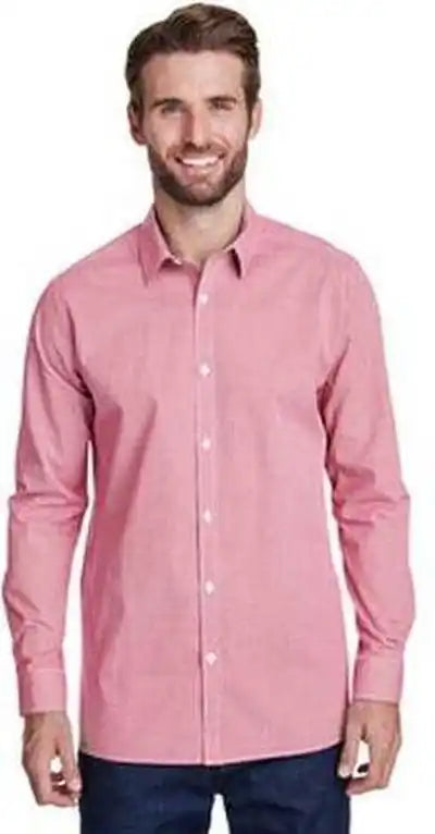 Artisan Collection by Reprime Rp220 Men’s Microcheck Gingham Long-sleeve Cotton Shirt - Red White